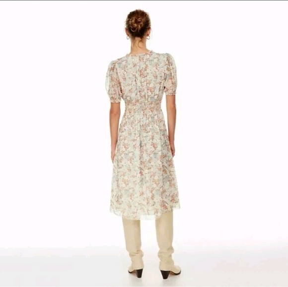 Wilfred Aritzia NWOT Daughter Midi Dress Floral Puff Sleeve Peasant Smocked S - Picture 3 of 8